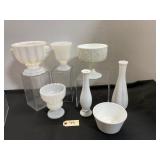 Milk Glass Compotes and Vases