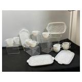 Milk Glass Snack Set with Cups