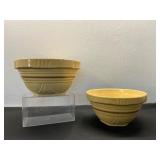 Vintage Scalloped Brown & White Band Bowls