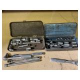 Two Sets of Ratchets and Sockets in Metal Cases