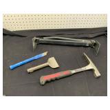 Brick Tongs, Mason Hammer, and Chisels
