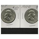 2 Franklin Half Dollarsï¿½1951-P, 1952-D