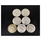 (7) 40% Silver Kennedy Half Dollars-ï¿½67, ï¿½68, ï¿½69