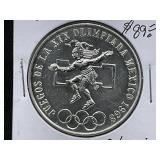 1968 25 Silver Peso *Mexico Olympics*