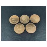 (5) One Oz. Copper Coins Assorted