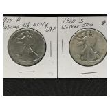 2 Walking Liberty Half Dollarsï¿½1917-P, 1920-S