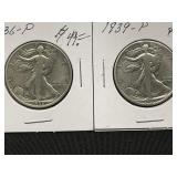 2 Walking Liberty Half Dollarsï¿½1936-P, 1939-P