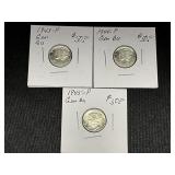 (3) Mercury Dimesï¿½1943, 1944, 1945