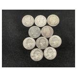 (10) Assorted Silver Quartersï¿½Barber/Washington