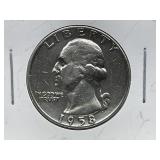 1958 D/D Washington Silver Quarter