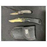 Two Folding Knives with Sheath