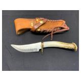 Stag Handle Fixed Blade Knife with Sheath