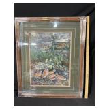 Framed Quail Artwork by T. Keese