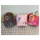 3 NEW Youth Designer Ball Caps, Adjustable