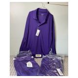 6 New Purple V-Neck Polo Shirts