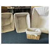3 Wicker Baskets with Cloth Liners