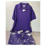 5 New Womens Purple V-Neck Polo Shirts