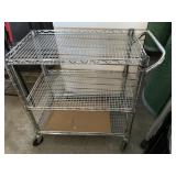 Very Nice Metal Wire Cart on Wheels, Three Shelf