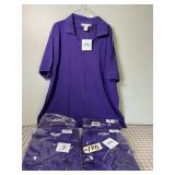 5 New Purple Short Sleeved Polo Shirts