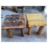 Two Wooden Rustic log End Tables,