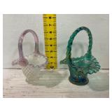 Art Glass Basket Vases