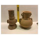 Two Ceramic Vessels with Decorative Details
