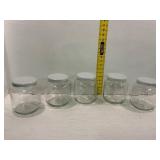 5 Clear Glass Storage Jars