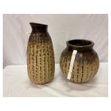 Two Brown Ceramic Vases