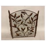 Metal Fireplace Screen with Leaf Motif