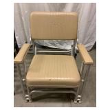 Marine-Themed Beige Chair with Metal Frame