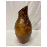 Brown Ceramic Vase with Swirl Motif