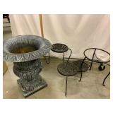 Metal Planter and Three Plant Stands