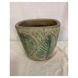 Large Ceramic Planter with Leaf Motif
