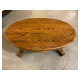 Oval Oak Coffee Table with Pedestal Base