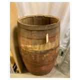 Large Wooden Barrel with Bands