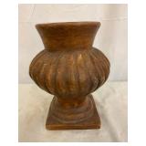 Brown Ribbed Ceramic Vase
