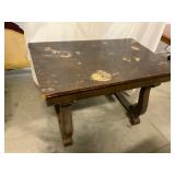 Vintage Wooden Library Table with Drawer
