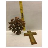 Clay Tree of Life and Wooden Cross