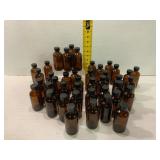 41 Amber Glass Jars with Caps, 4.5´´