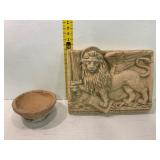 Winged Lion Relief and Clay Bowl