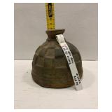 Gray Clay Vase with Checker Pattern