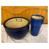 Blue Ceramic Planter and Tall Vase