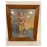 Framed Print of a Boy with Dog
