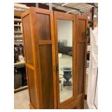 Vintage Wood Armoire with Mirror