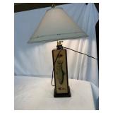 Wooden Table Lamp With Fish Motif