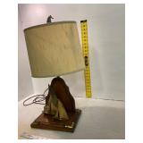 Wooden Sailboat Table Lamp with Brass Details