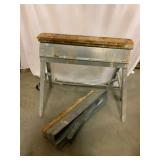 Metal Sawhorse with Folding Legs and Wood Top