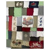 Two Handmade Quilts Including Rag Quilt and Log Am