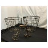 Metal Tricycle with Wire Baskets