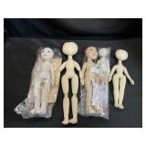 Five Cloth Art Dolls